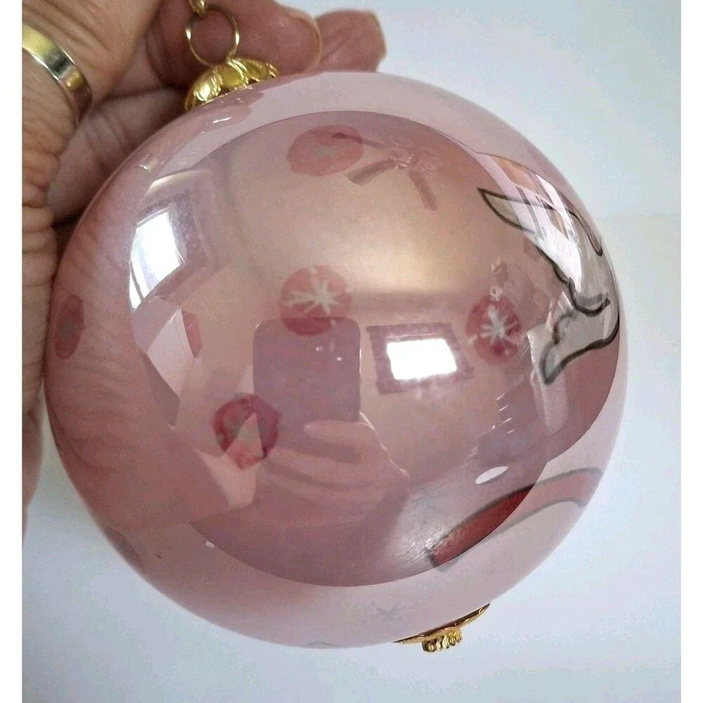Pier 1 Li Bien Angel Wreath 2007 Reverse Painted Glass Ornament w/ Box 3.25